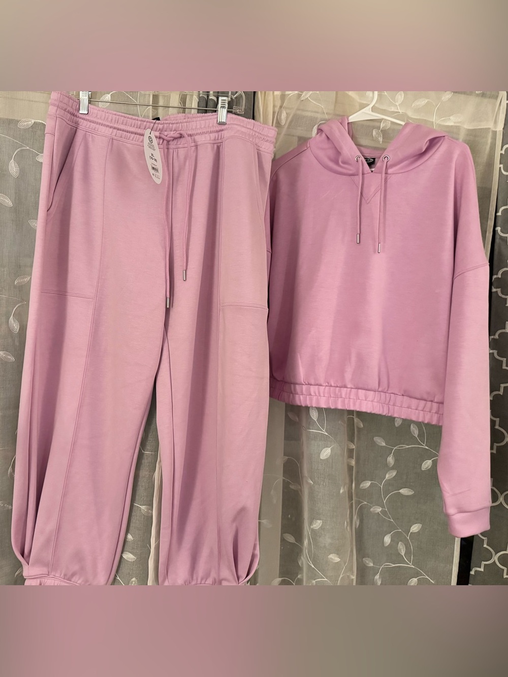 Cool Pink Women’s Sweat Outfit - Pullover top/Cozy Drawstring Joggers